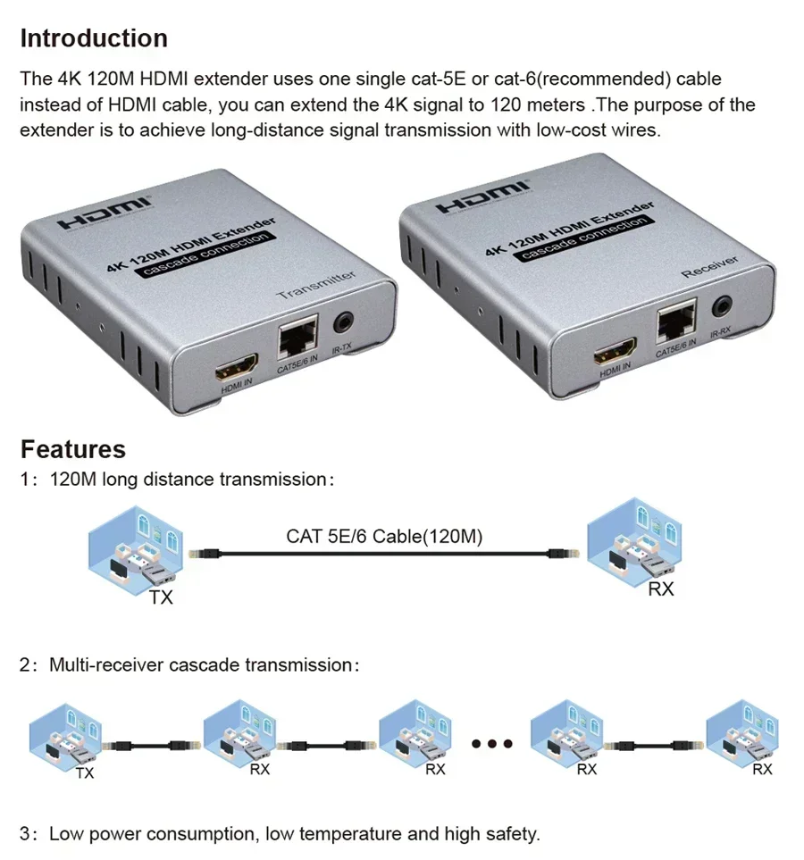 4K 120M HDMI Extender Over CAT - Hdmi Cable review and price